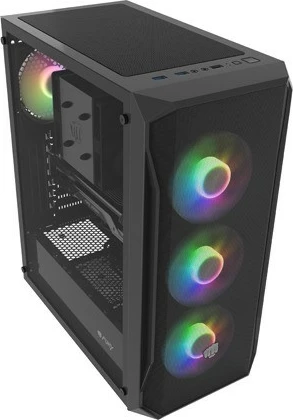 Kasë Natec Fury Shobo SH4F RGB, Midi Tower, xham i temperuar, 4 ventilatorë RGB, e zezë