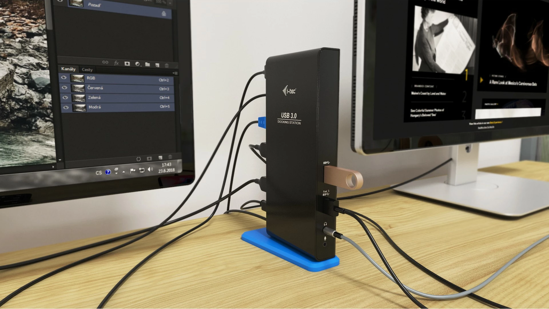 Docking station i-tec USB 3.0/USB-C Dual HDMI, Wired, USB 3.2 Gen 1, E zezë