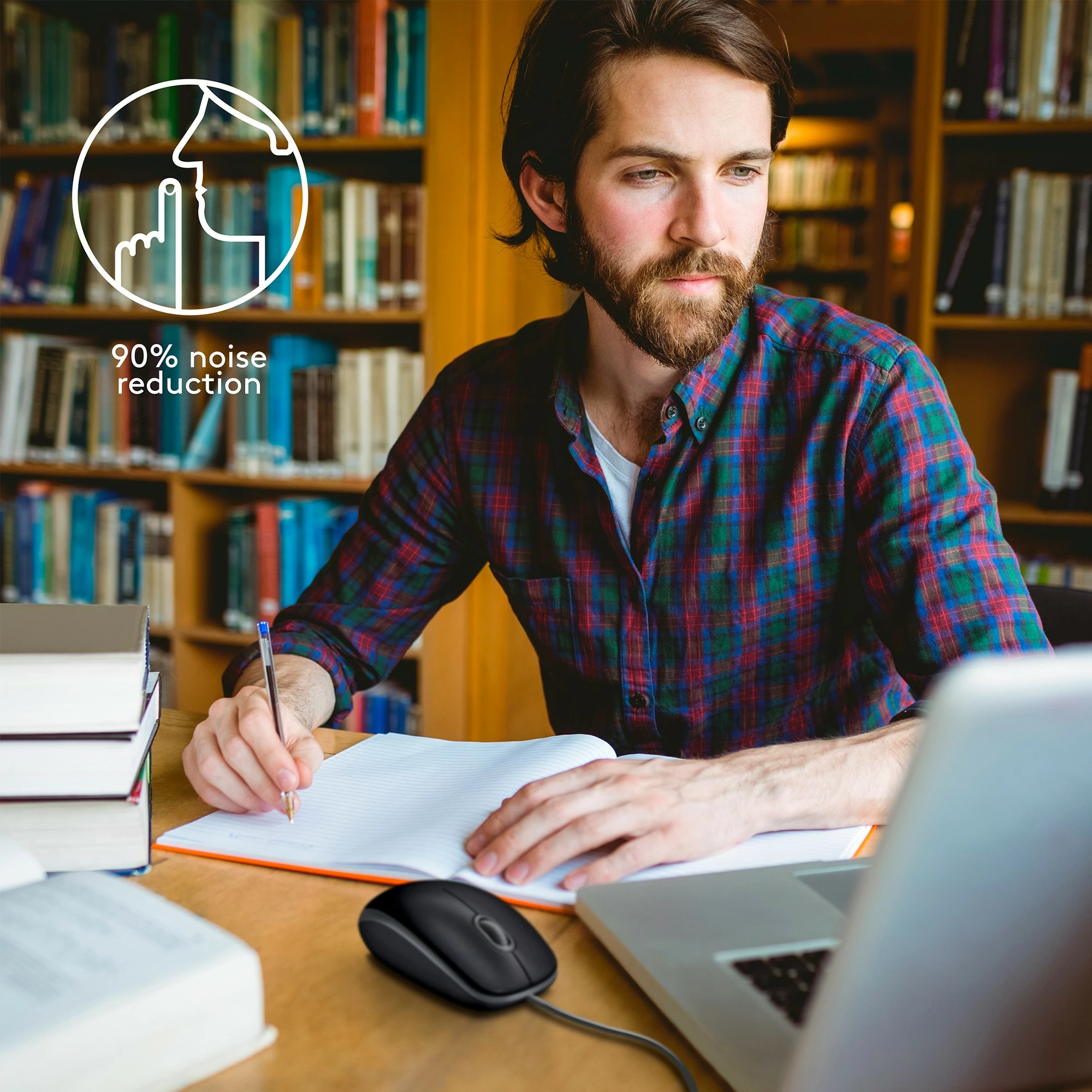 Maus Logitech M110 Silent, Ambidextrous, Optical, USB Type-A, 1000 DPI, Black