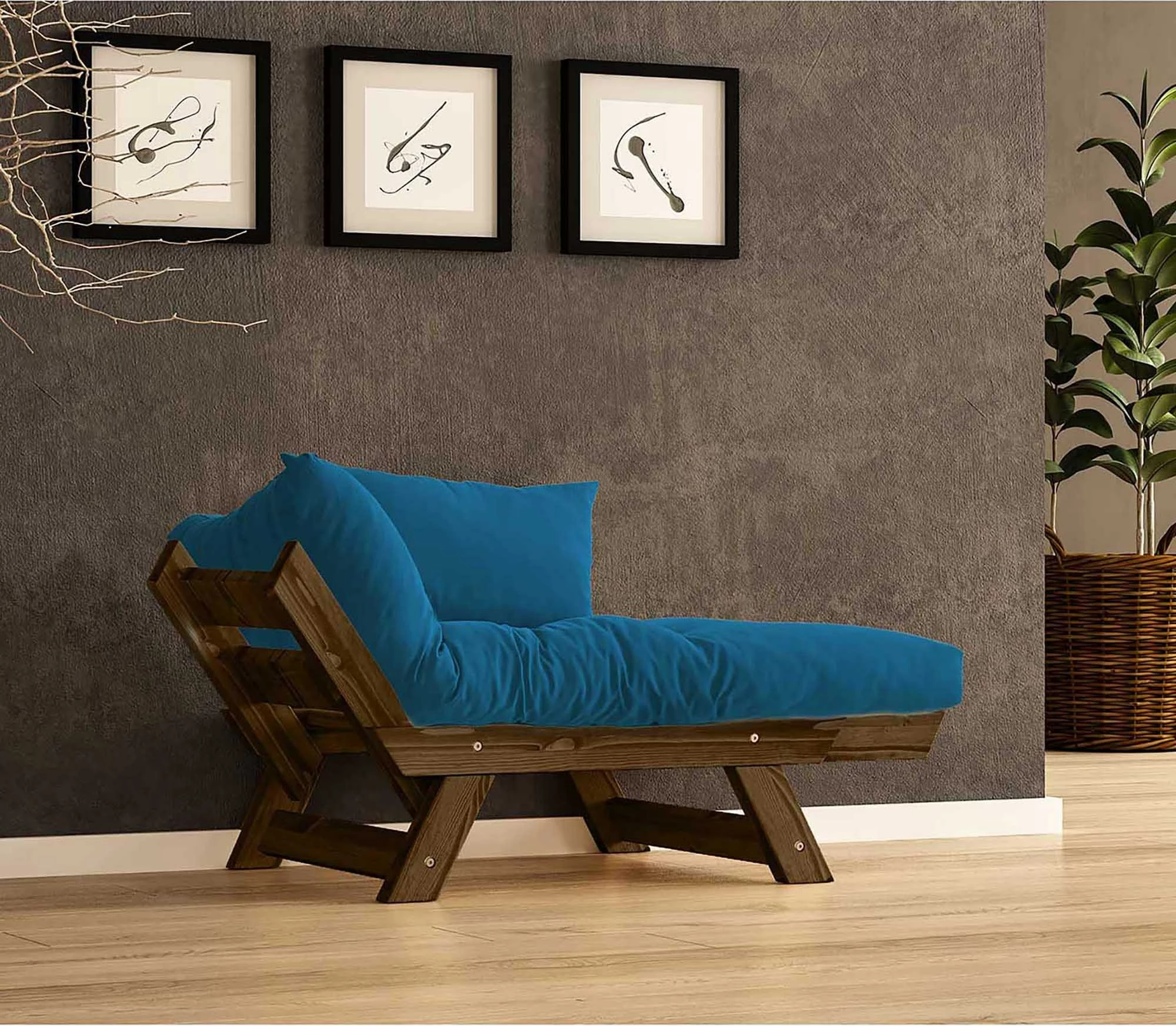 Karrige për kopsht një vend, Skye Decor, CPT8136-140, ngjyrë arre dhe blu