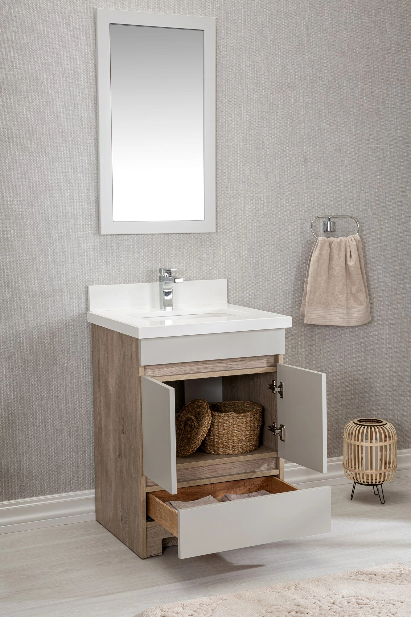 Set mobiljesh për banjo (2 copë), Skye Decor, Echo 24, ngjyrë lisi