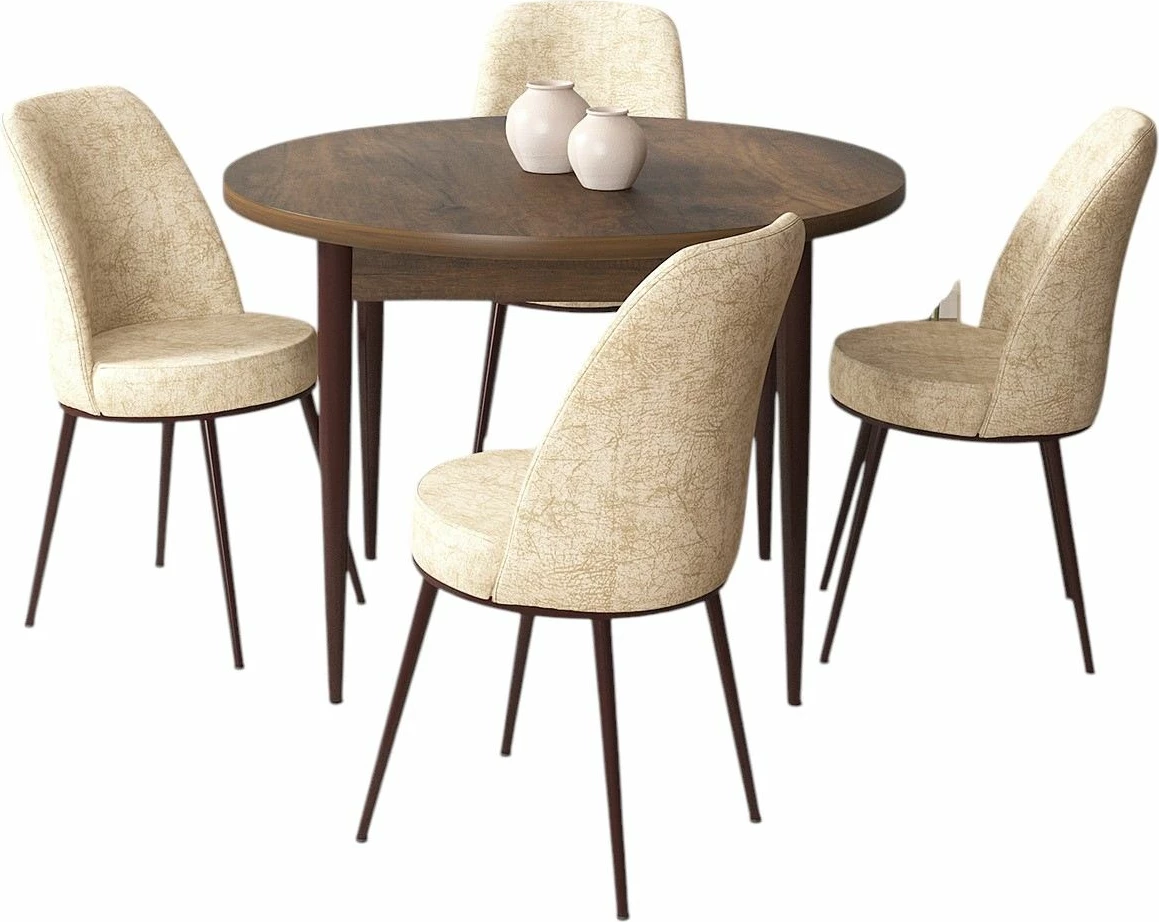 Tavolinë me karrige, 5 copë, Skye Decor, ngjyrë barok-krem