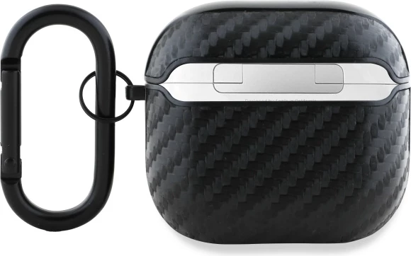 Mbështjellës BMW Carbon Double Metal Logo për AirPods 4, i zi