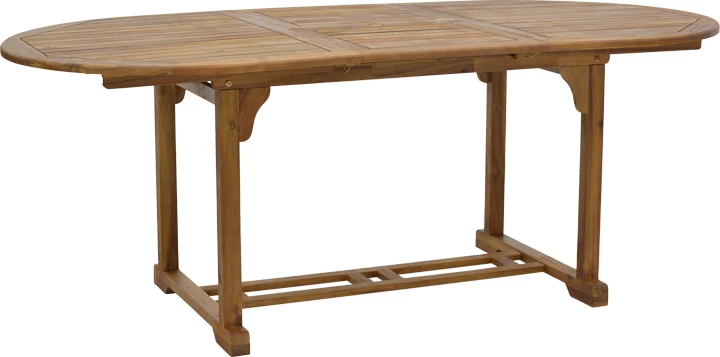 Tavolinë me karrige Bistrual-Sopho set prej 7 copash, dru akacie natyral, 200/150x100x75cm