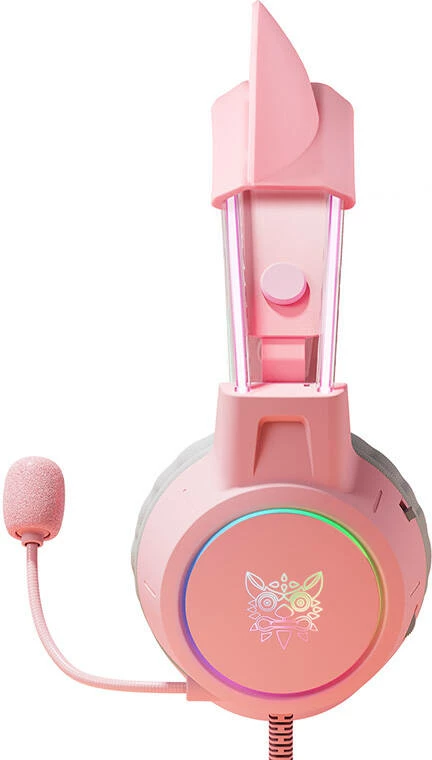 Kufje gaming ONIKUMA X15Pro me mikrofon, me veshë mace, Rozë