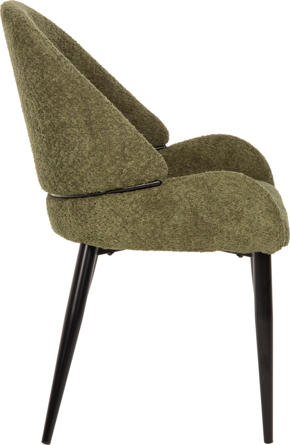 Karrige SARKY FH8585.03, pëlhurë boucle e gjelbër, këmbë metalike të zeza, 55x62x89H cm., set prej 2 copë