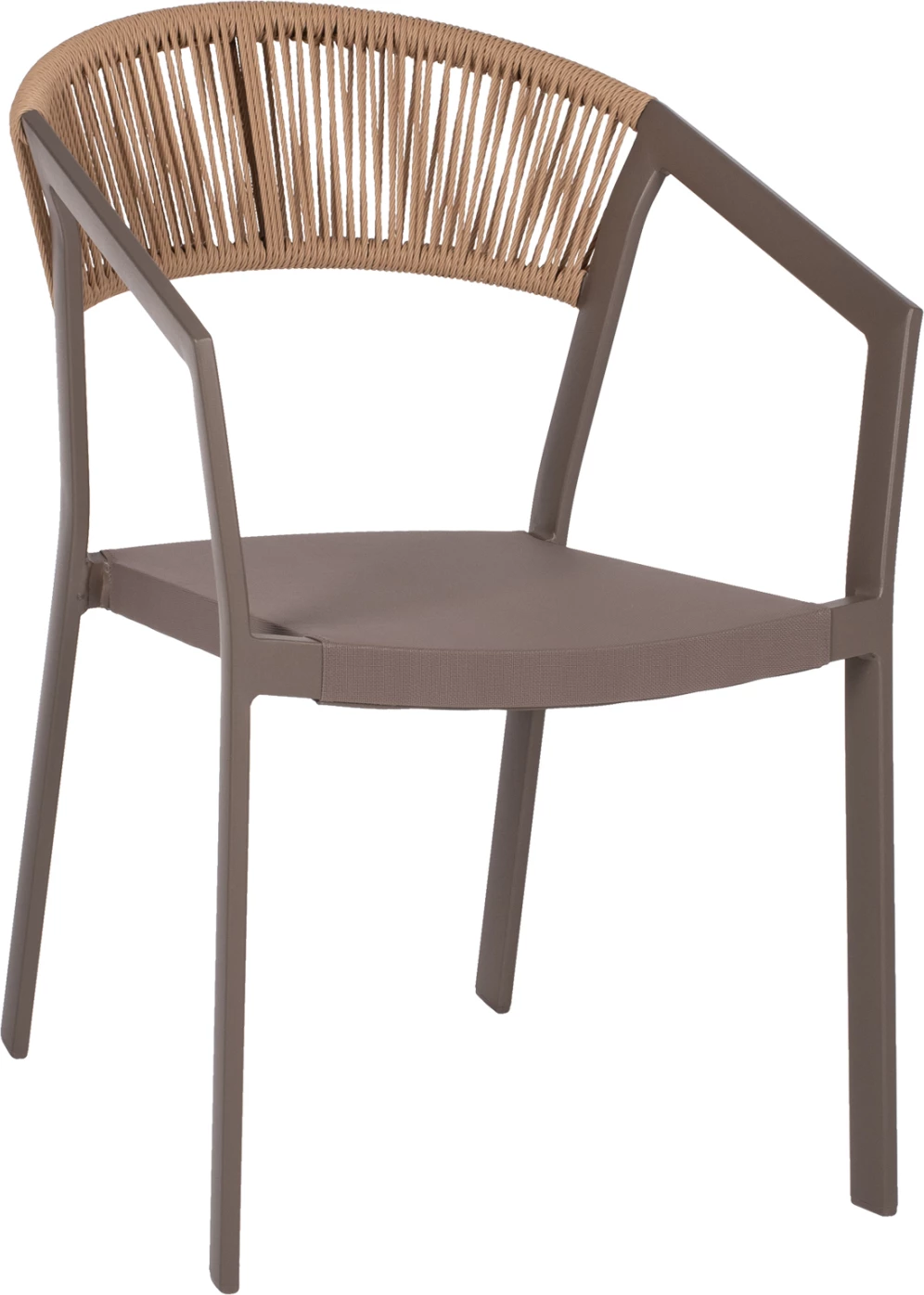 Karrige alumini FH5891.03, kornizë shampanjë dhe tekstil, mbështetëse ratan bezhë, 56x60x81,5H cm