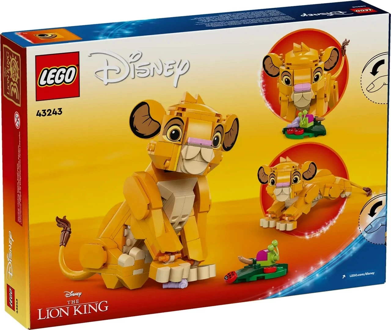 Lodra LEGO Disney Simba 43243, për fëmijë 6+ vjeç, Ngjyrë Verdhë