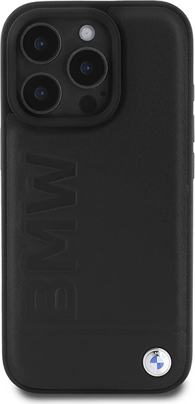 Mbështjellës BMW Leather Hot Stamp për iPhone 16 Pro Max, i zi