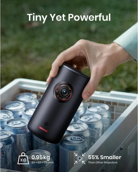Projektor portativ NEBULA Capsule 3 Laser 1080p, 300 ANSI, Android TV 11, bateri 52Wh, altoparlant 8W, i zi