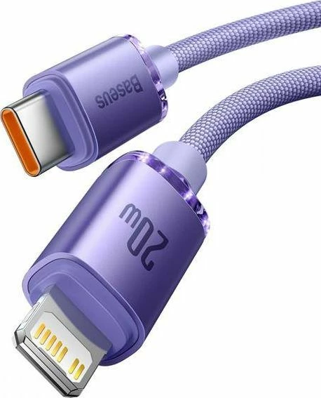 Kabllo USB-C në Lightning Baseus FD-2310 2 m 2.4A, vjollcë, 1 copë