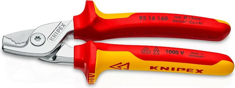 Prerëse kabllosh Knipex 95 16 160, çelik inox, VDE, 165mm, kuqe/verdhe