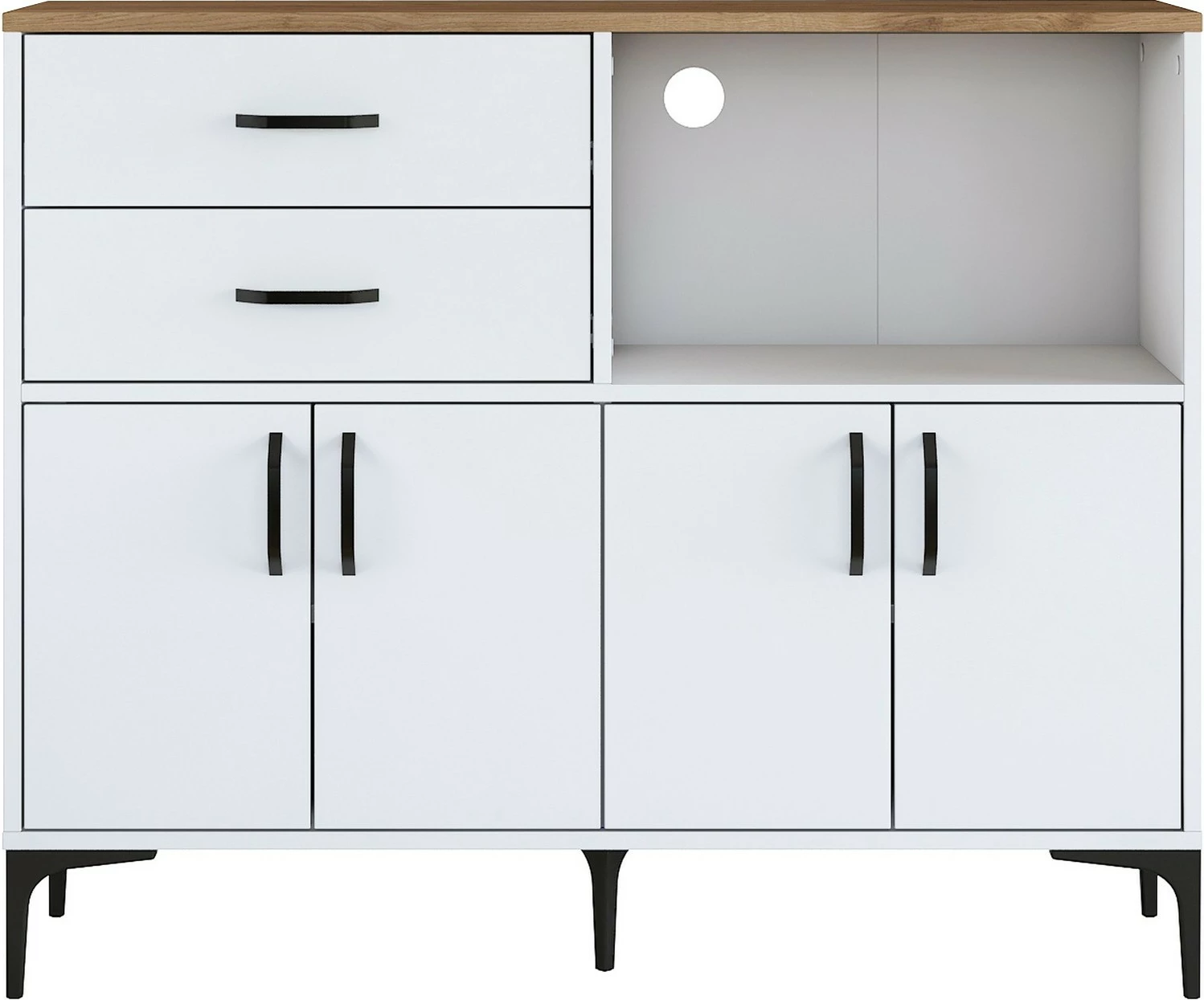 Dollap multifunksional Hanah Home, JE166 - 3283, ngjyrë e bardhë dhe arre