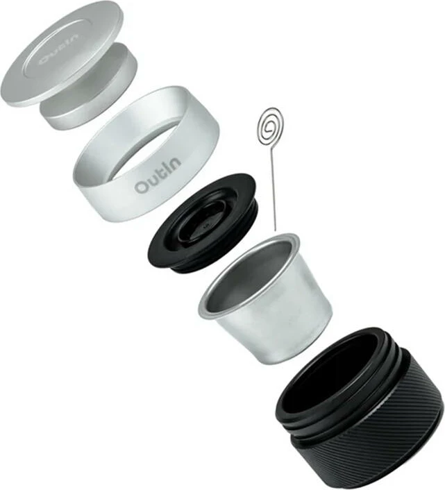 Adapter për double espresso Outin Basket Plus A000008, kapacitet 16–18 g, inoks, set 5-copësh, shumëngjyrësh