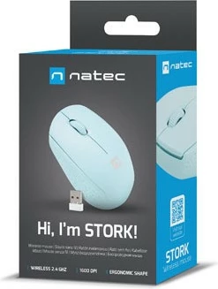 Maus wireless Natec Stork NMY-2001, 1600 DPI, Blu
