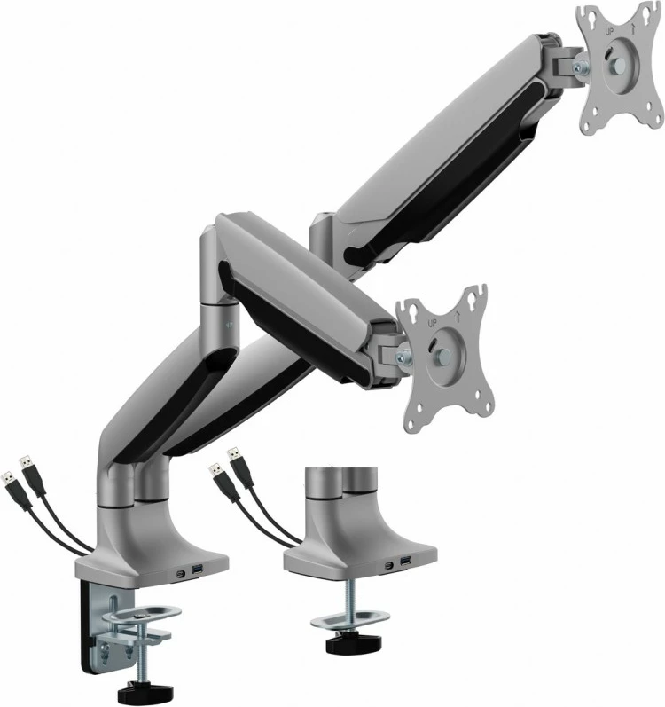 Mbajtëse tavoline me gaz për 2 monitorë ART RAMM L-36HD, 17-35", Metal, E zezë