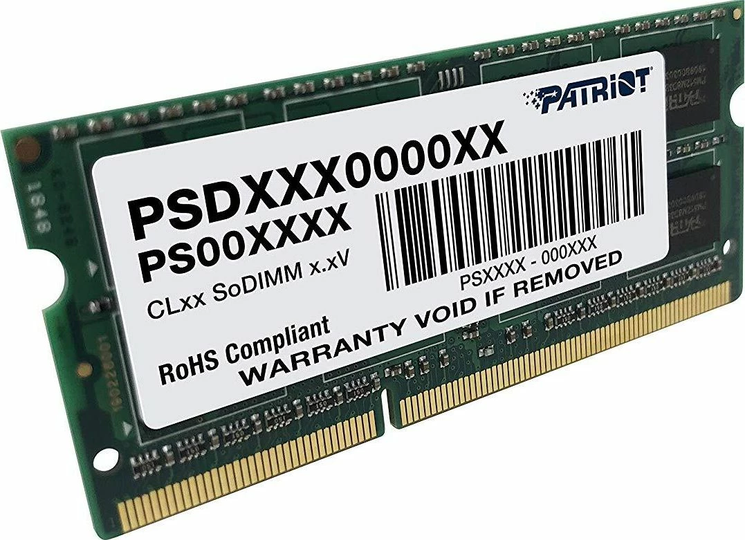 RAM Memorje Patriot Signature PSD38G16002S 8GB DDR3 1600MHz CL11 SO-DIMM 1x8GB e gjelbër