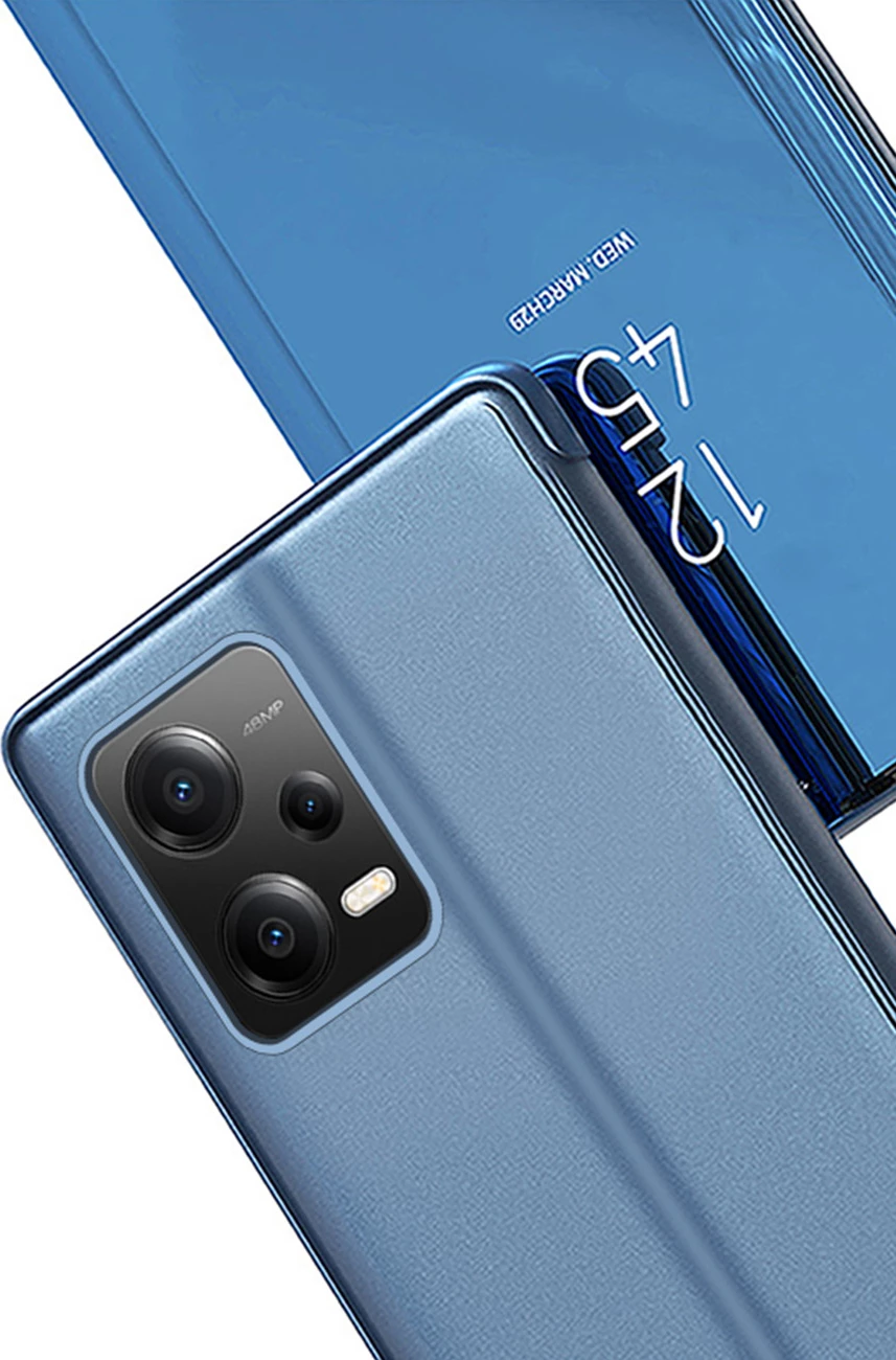 Mbështjellës Hurtel Clear View Case për Xiaomi Redmi Note 12 5G / Poco X5 5G, me kapak, Kaltër