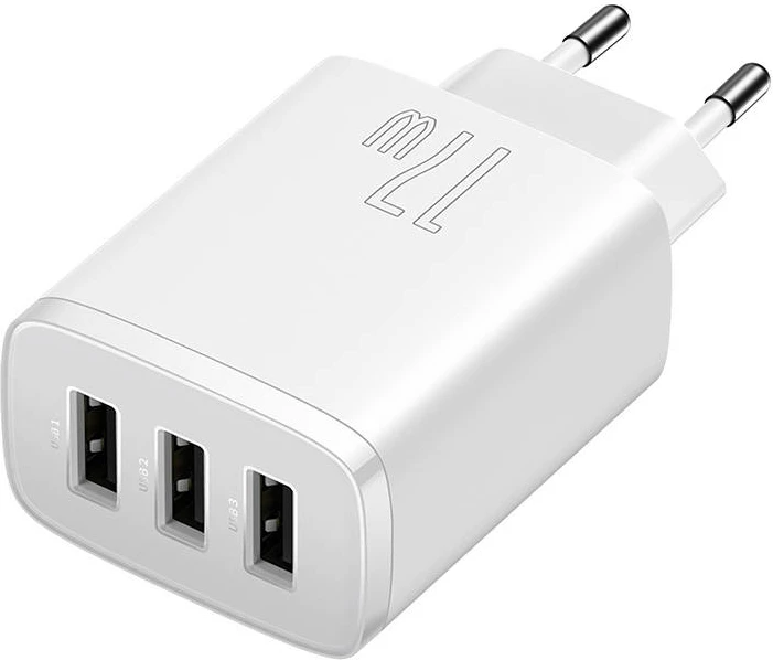 Karikues kompakt Baseus CCXJ020102, 3x USB, 17W, Bardhë
