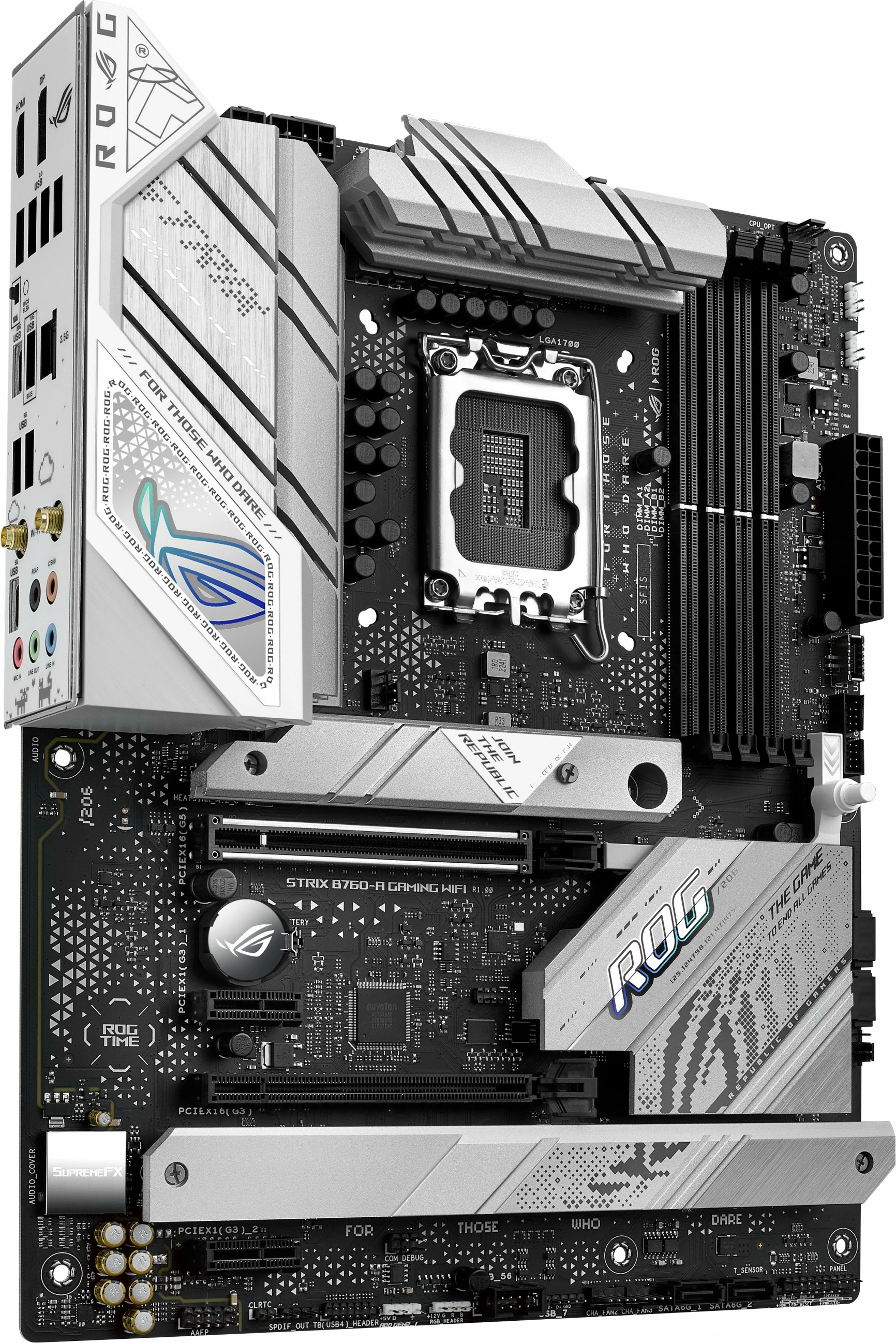 Pllakë amë ASUS ROG STRIX B760-A GAMING WIFI, Intel LGA 1700, DDR5, ATX, Wi-Fi, bardhë/argjend