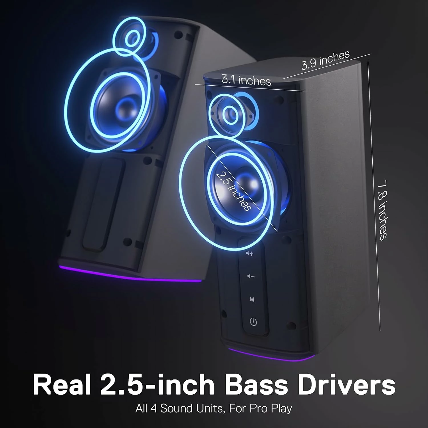 Altoparlantë Redragon Connie GS814, 2.0, Bluetooth 5.0, RGB, AUX 3.5mm, të zeza, set 2 copë