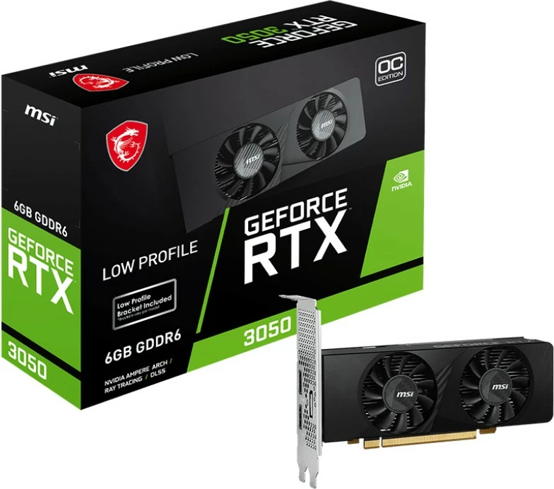 Kartelë grafike MSI GeForce RTX 3050 LP 6G OC, 6 GB, GDDR6, e zezë
