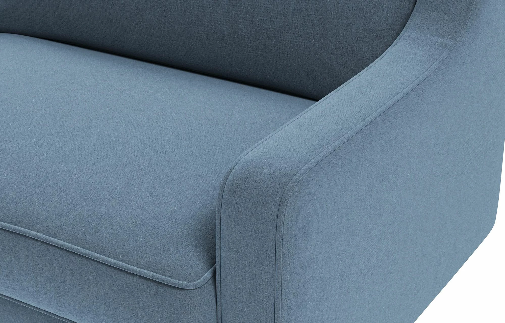 Karrige një vendëshe Robin, kadife ngjyrë ocean blue, këmbë dru arre