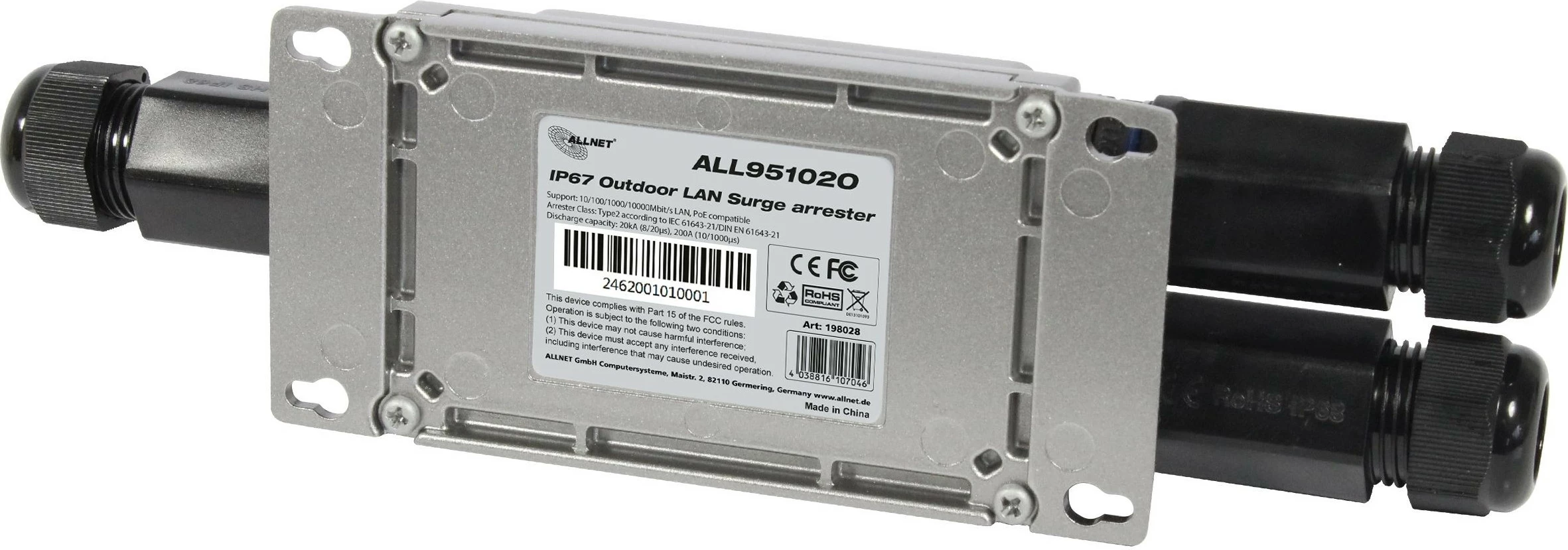 Mbrojtës mbitensioni ALLNET TP Cat 6 ALL95102O IP66 Outdoor