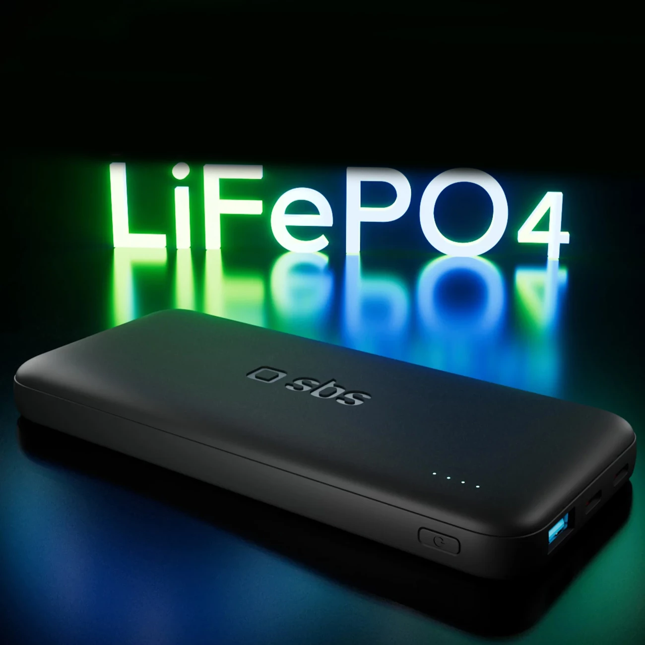 Powerbank SBS Infinity 10000mAh LiFePO₄, 2 porta USB-A/USB-C, e zezë