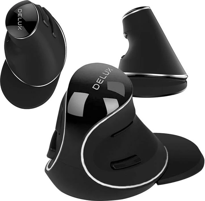 Maus vertikal pa kabllo Delux M618PD, 4200 DPI, i zi-bardhë