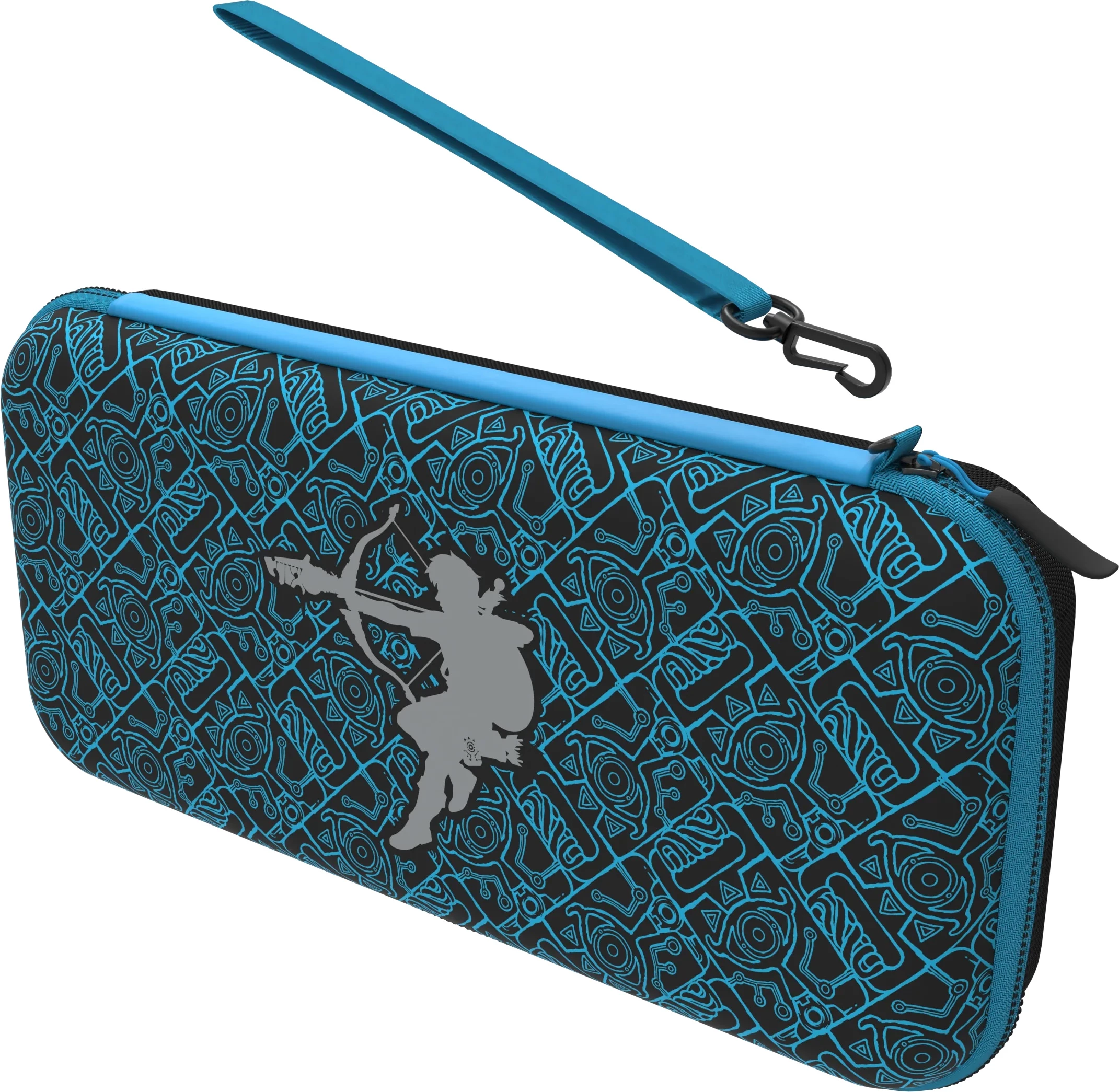 Çantë mbrojtëse PDP Deluxe Bag Glow in the Dark Link për Nintendo Switch/Switch Lite/Switch OLED, e zezë-blu