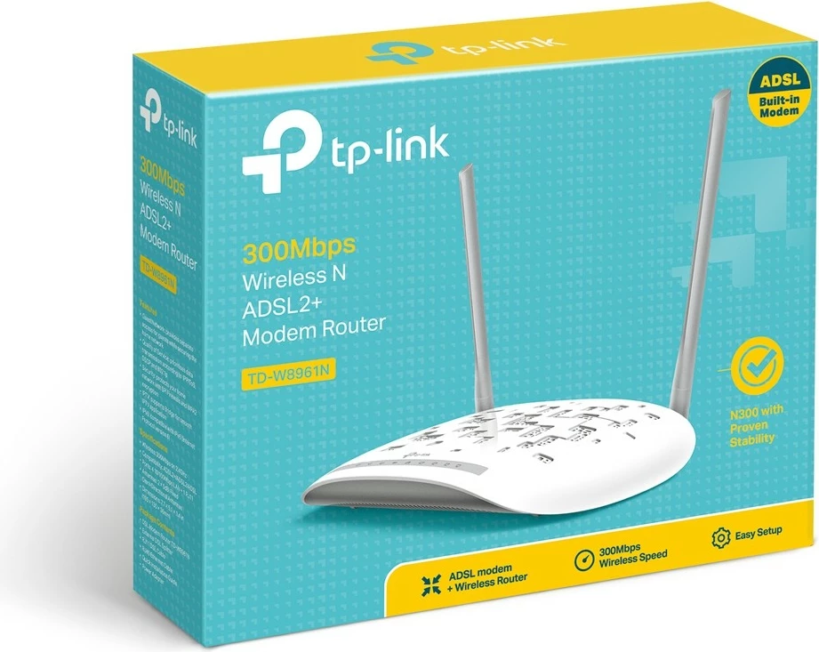 Router pa tel TP-Link TD-W8961N, DSL-Modem, i bardhë
