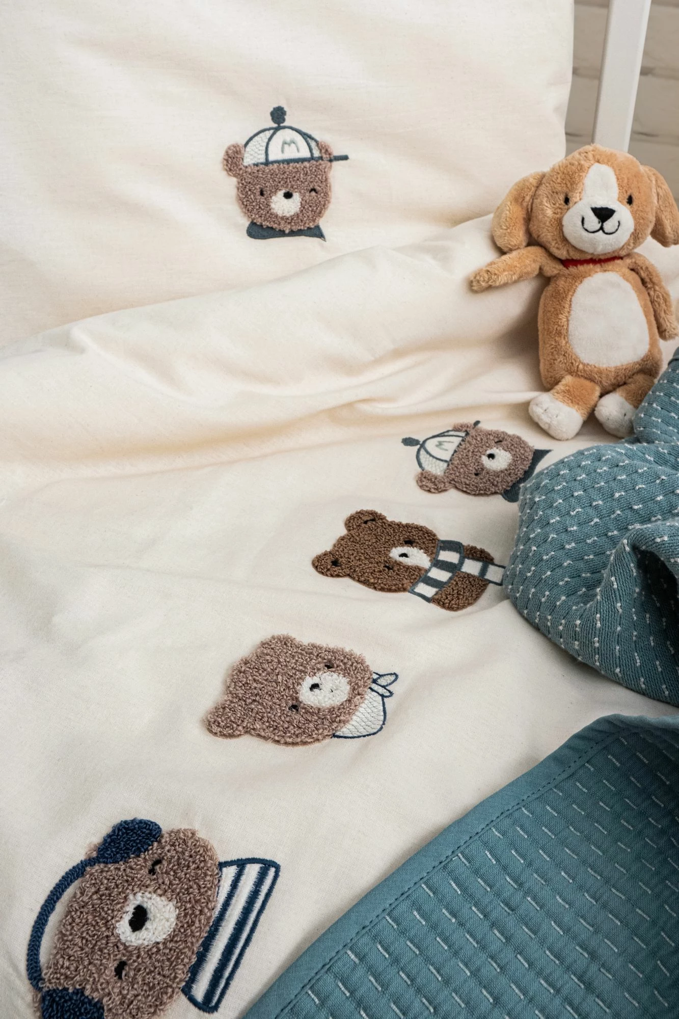 Set mbulesash për krevat fëmijësh, Mr. Bear, ngjyrë turquoise