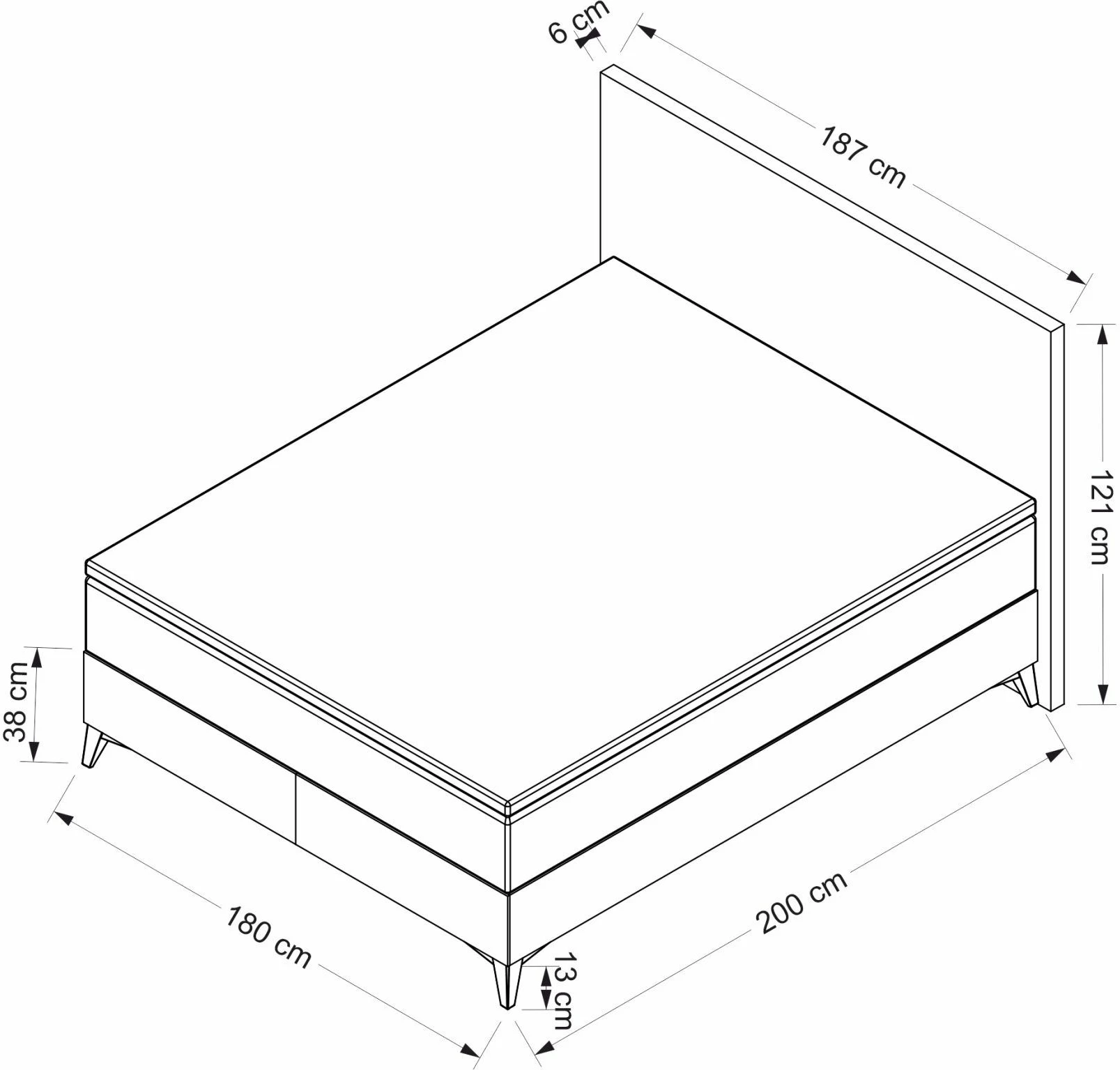 Baze dhe shtrat dopio me taban, ngjyrë gri, Skye Decor, 180x200