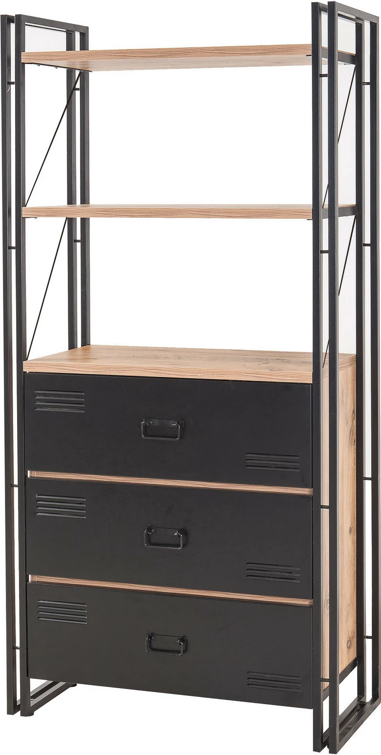 Raft librash industrial Cosmo Cortex, ngjyrë Atlantic Pine dhe e zezë, Hanah Home