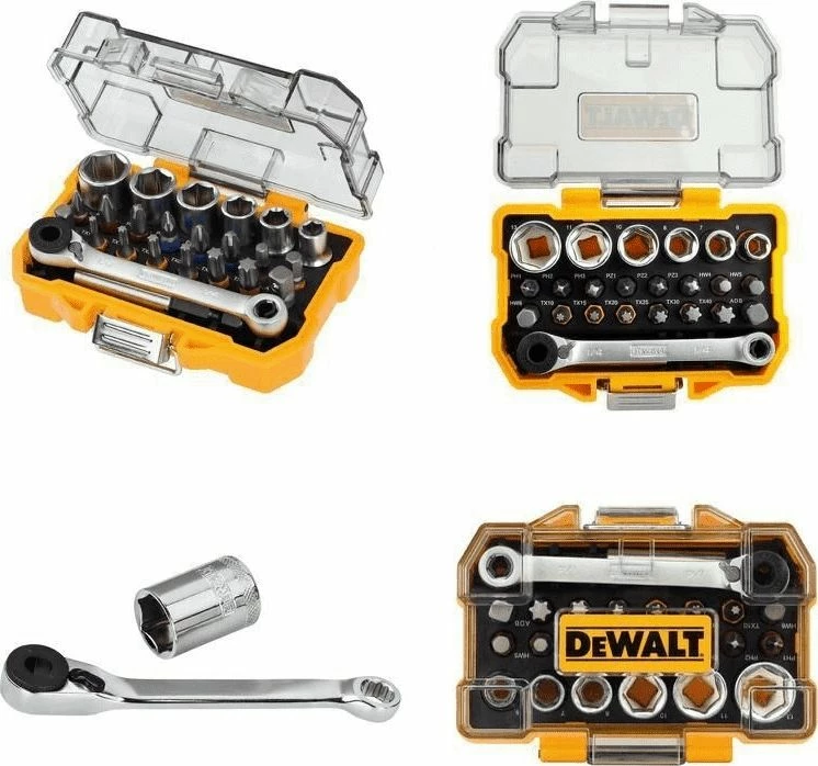 Set veglash DeWalt DT71516-QZ, 24 copë, bitë + ratchet, kasetë plastike, portokalli