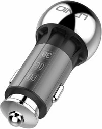 Karikues veture LDNIO C1 36W 2 porta (USB-A + USB-C) PD/QC3.0, zi/argjendtë