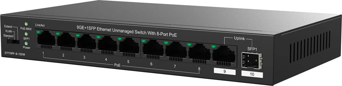 Switch Tenda TEG1110PF-8-120W, Gigabit Ethernet, PoE, i zi