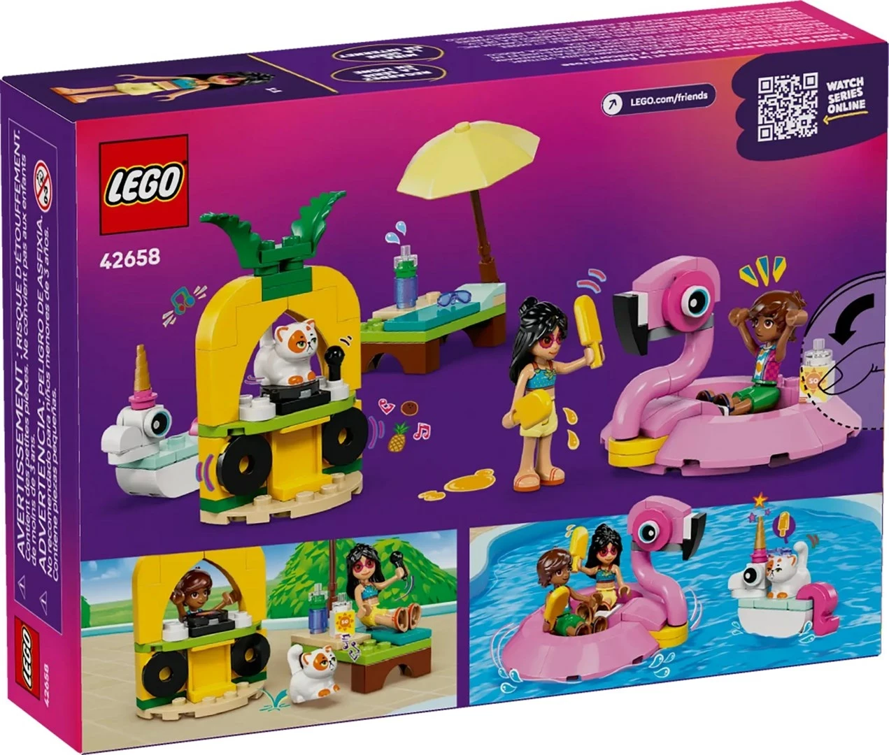 Set lodrash LEGO Friends 42658 Unicorn & Flamingo Pool Party, 99 pjesë