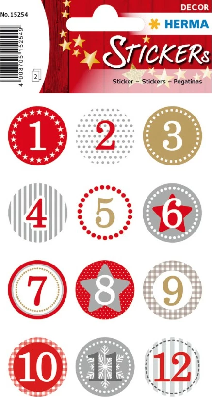 Ngjitëse HERMA kalendar adventi 1-24, letër, multikolor
