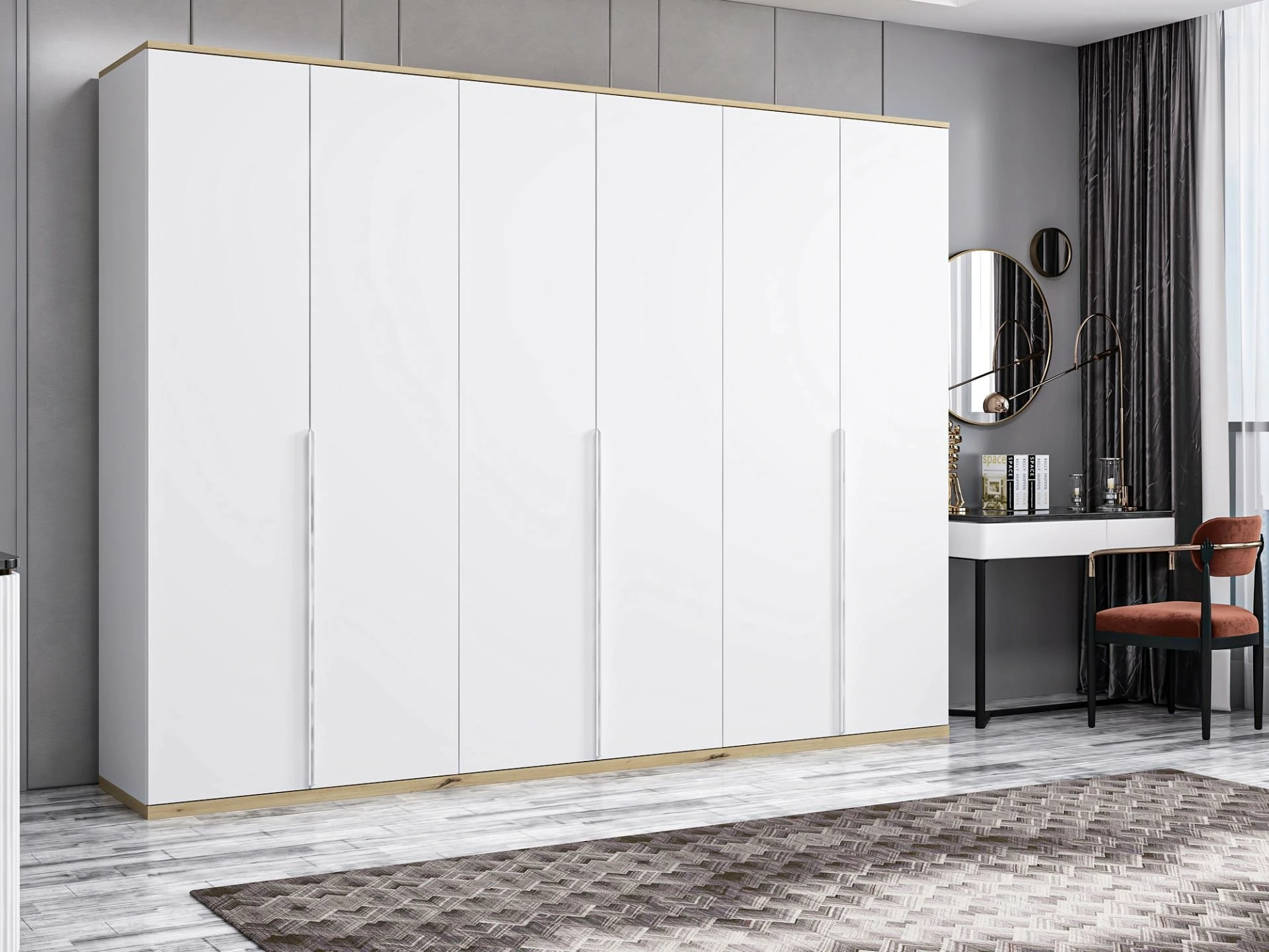 Dollap Skye Decor, Kale Line, i bardhë, 270x206x52cm
