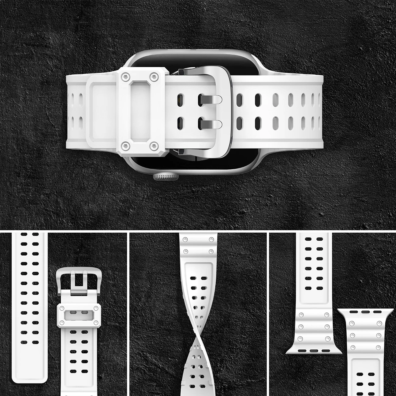 Rrip për Apple Watch Hurtel Strap Triple Protection, TPU, i bardhë