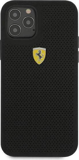 Mbështjellës Ferrari FESPEHCP12MBK për iPhone 12/12 Pro 6.1", i zi, hardcase On Track Perforated