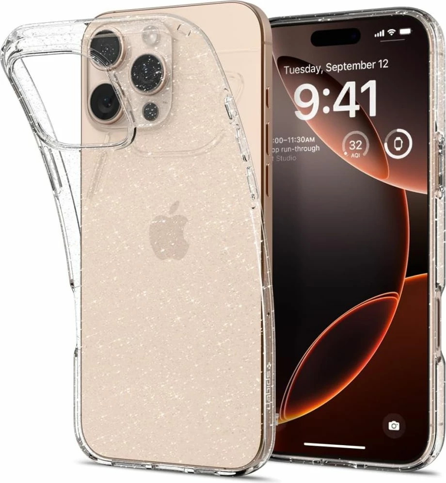 Mbështjellës Spigen Liquid Crystal për iPhone 16 Pro, Transparent Glitter