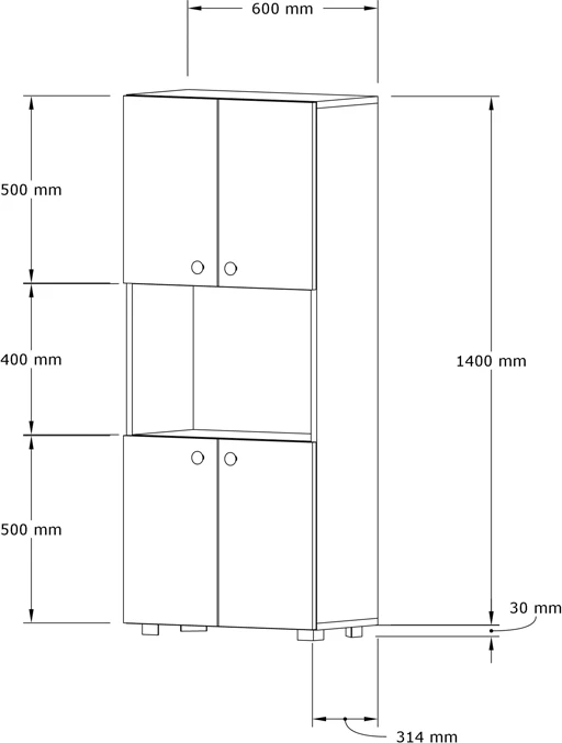 Dollap kuzhine Guzel, ngjyrë arre, 60x31.4x140cm