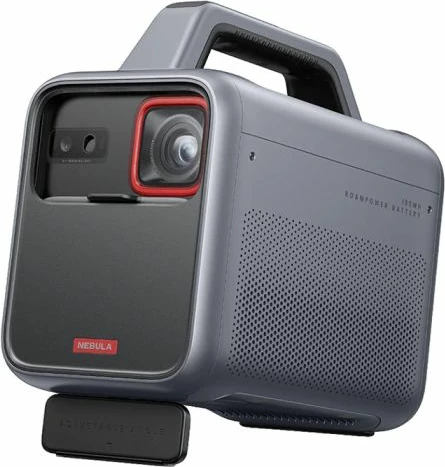 Projektor portativ Anker Nebula Mars 3 1080p, 1000 ANSI lumens, deri 200\", Android TV 11, bateri 185 Wh, altoparlant 40 W, gri/zi, set me telekomandë