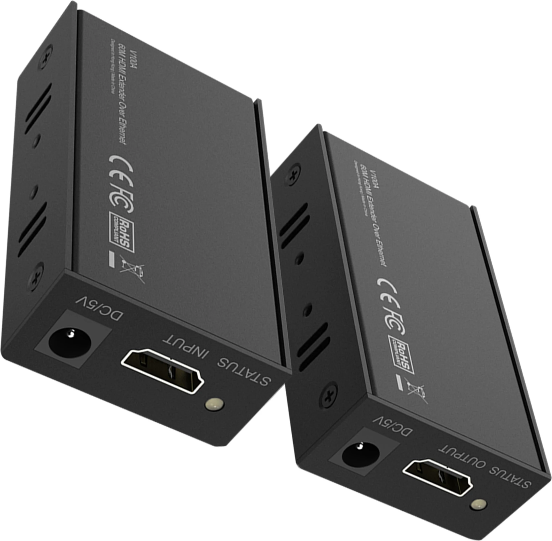 Zgjatues HDMI Unitek Extender 60m CAT6, set 2 copë, i zi
