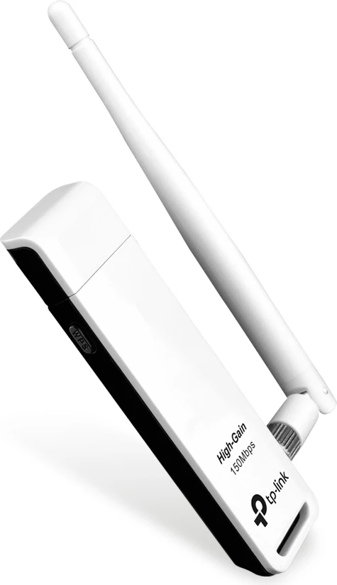 Kartelë rrjeti Wi‑Fi USB TP-Link TL-WN722N, 150 Mbps, Wi‑Fi 4, antenë e jashtme 4 dBi, USB 2.0, bardhë/zi