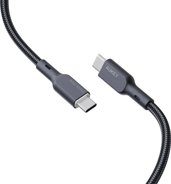 Kabllo USB-C në USB-C AUKEY CB-KCC101, 1m, Kevlar, 100W, E zezë