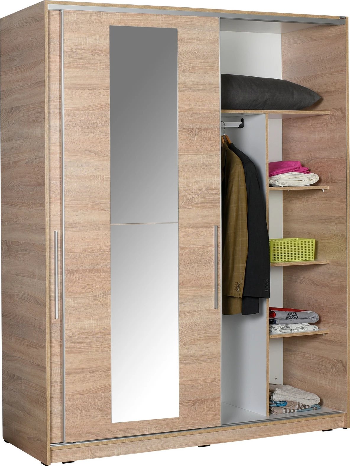 Dollap Hanah Home, SWD-716-SS-3, ngjyrë sonomo, me derë pasqyre, 160x207x60cm